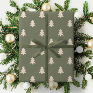 Papel De Presente Árvore de Natal Pinheiro Minimalista Neutro Boho I