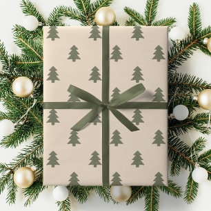 Papel De Presente Árvore de Natal Pinheiro Minimalista Neutro Boho I