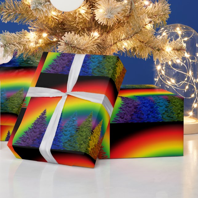 Papel De Presente Árvore de Natal Rainbow (Feriados)