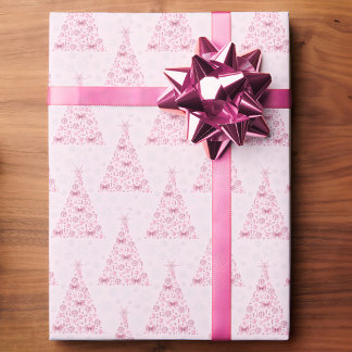 Papel De Presente Árvore de Natal Rosa