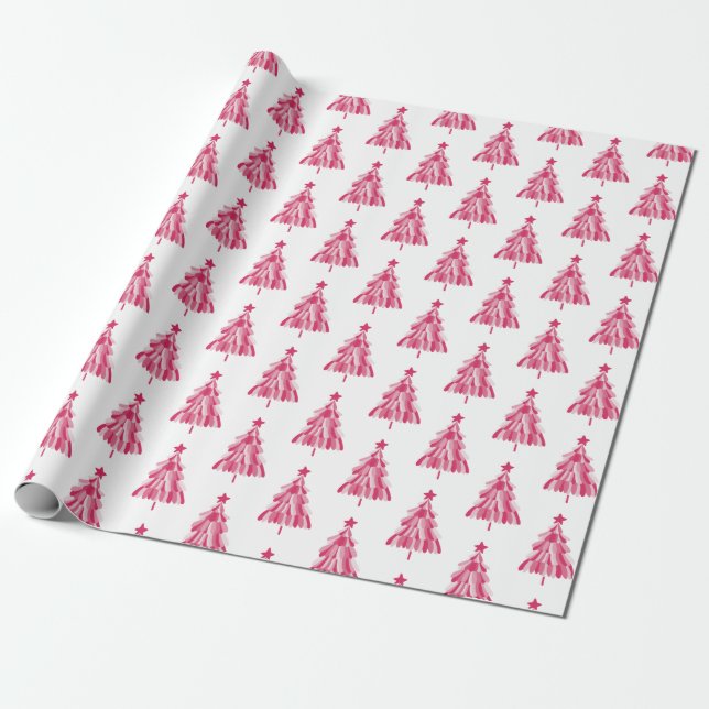Papel De Presente Árvore de Natal rosa das festas de Natal (Desenrolado)
