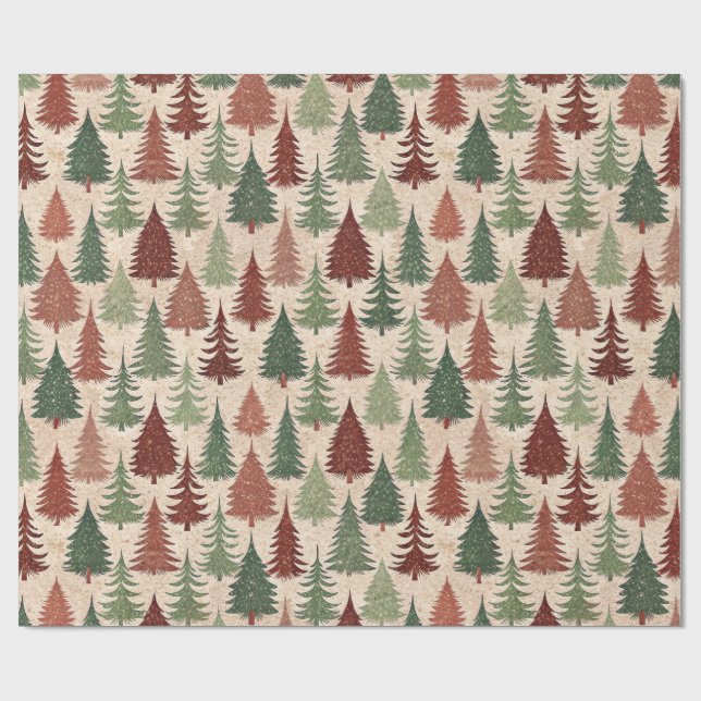 Papel De Presente Árvore de Natal Rústica (Aberto)