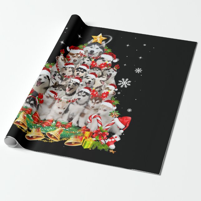 Papel De Presente Árvore de Natal Siberiana Luz Engraçada (Desenrolado)