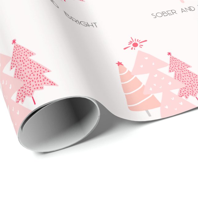 Papel De Presente Árvore de Natal Sóbria e Rosa (Ponta do rolo)