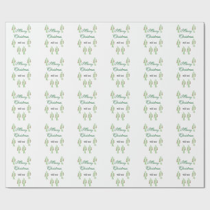 Papel De Presente Árvore de Natal verde cereja vermelha alegria Nata