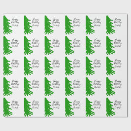 Papel De Presente Árvore de Natal verde feliz aniversário Dezembro i