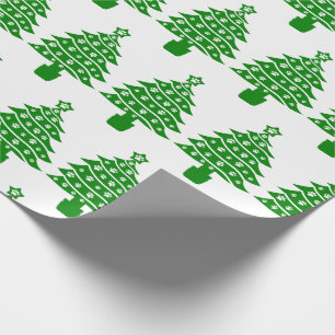 Papel De Presente Árvore de Natal Verde Imprimida pela Caneta Canina