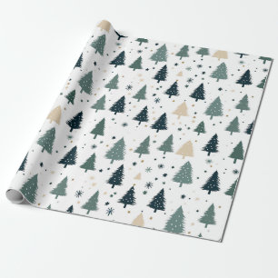 Papel De Presente Árvore de Natal Verde Simples