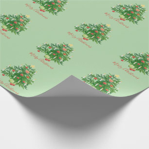 Papel De Presente Árvore de Natal Vintage com um Biscoito de Estrela