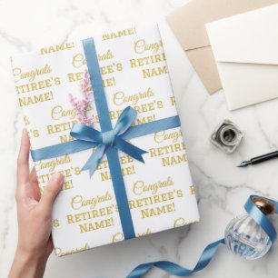 Papel De Presente Árvore de Parabéns Personalizado! Branco e Dourado