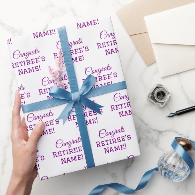 Papel De Presente Árvore de Parabéns Personalizado! Roxo em branco (Presentear)