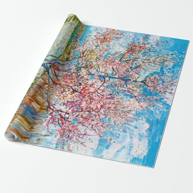 Papel De Presente Árvore de Pêssego em Flor, Van Gogh (Desenrolado)