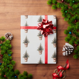 Papel De Presente árvore de pinha de Natal rústica costume de feriad