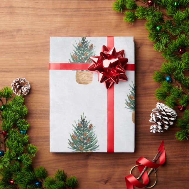 Papel De Presente Árvore de Pinheiro, Férias de Cones de Pinheiro (Presente de Natal)