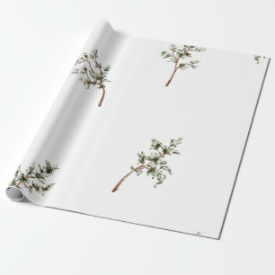Papel De Presente Árvore de Pinheiro Minimalista em Aquarela Florest