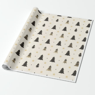 Papel De Presente ÁRVORE DE PINHEIRO minimalista moderna preta e ros