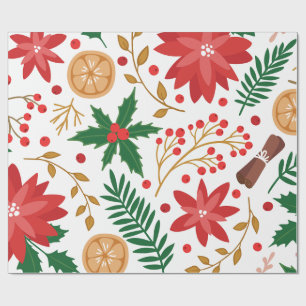 Papel De Presente Árvore de Pinheiro Verde de Natal em Aquarela Mode