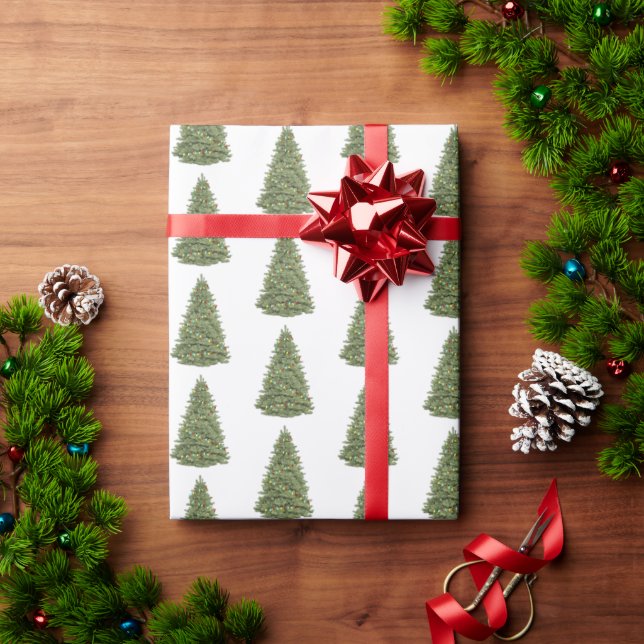 Papel De Presente Árvore de pinheiros verdes de Natal (Presente de Natal)
