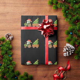 Papel De Presente Árvore de Trator de Natal Chapéu de Papai Noel Luz