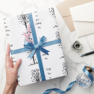 Papel De Presente Árvore do Coração de Casamento Personalizada