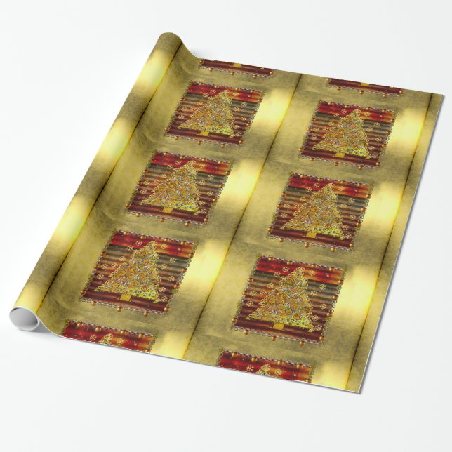 Papel De Presente Árvore do metal do Natal (Desenrolado)