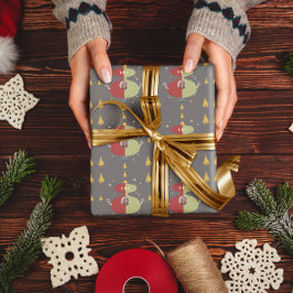 Papel De Presente Árvore Dourada Cinza Natal Personalizado Foto Feri