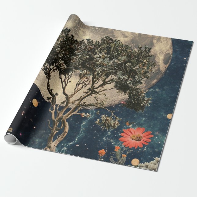 Papel De Presente Árvore e Brilhantes lunetas (Desenrolado)