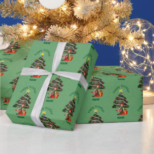 Papel De Presente Árvore Elf de Natal Personalizada