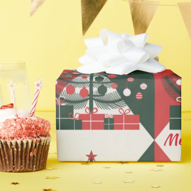 Papel De Presente Árvore Feliz de Natal (Festa de aniversário)