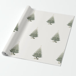 Papel De Presente Árvore Floral de Natal Elegante