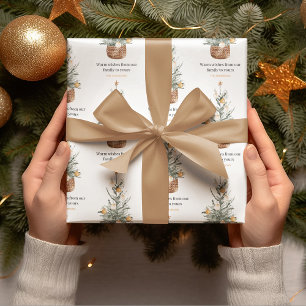 Papel De Presente Árvore natais vintages Férias felizes