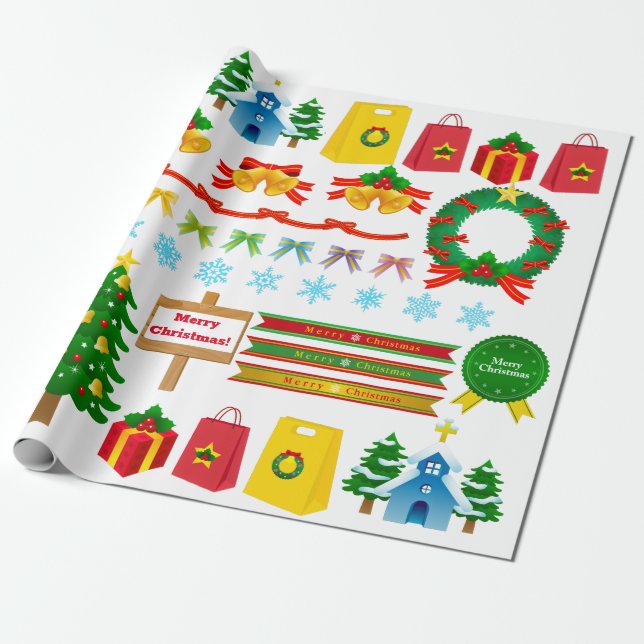 Papel De Presente Árvore Natal Bell Advanced Wreath Snowman (Desenrolado)