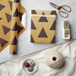 Papel De Presente Árvore Natal Preta, Dourada Amarela