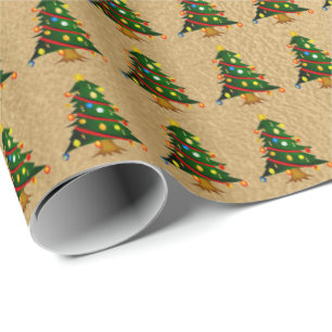 Papel De Presente Árvore romântica de natal de relâmpagos de bron