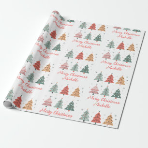 Papel De Presente Árvore Rosa Rosa de Natal Personalizada