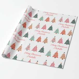 Papel De Presente Árvore Rosa Rosa de Natal Personalizada