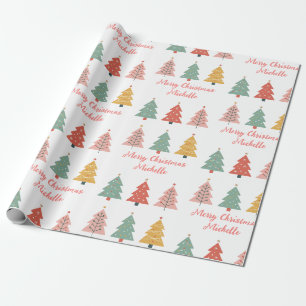 Papel De Presente Árvore Rosa Rosa de Natal Personalizada