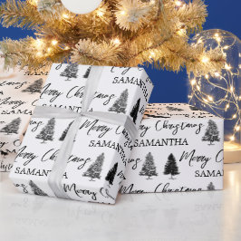 Papel De Presente Árvore Rústica do Pinheiro Negro Natal
