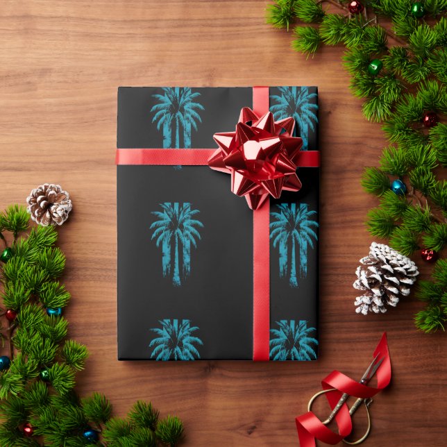 Papel De Presente Árvore Tropical de Palma de Vacinação Tropical de  (Presente de Natal)