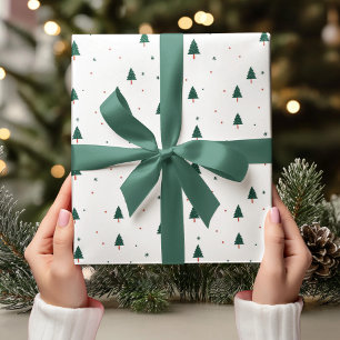 Papel De Presente Árvore Verde de Natal minimalista