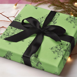 Papel De Presente Árvore verde festiva do Natal do Pistachio