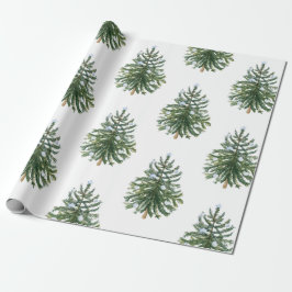 Papel De Presente Árvore Verde Pine de inverno da Moderna Aquarela