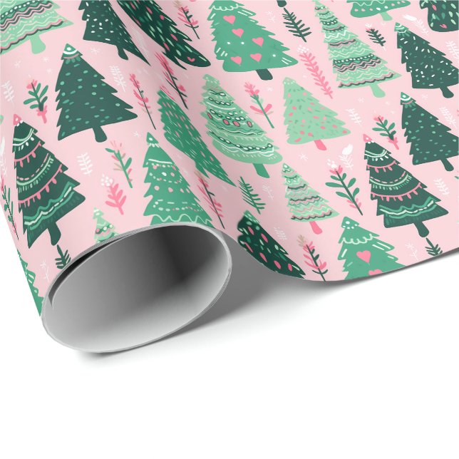 Papel De Presente Árvores Aconchegantes de Natal (Ponta do rolo)