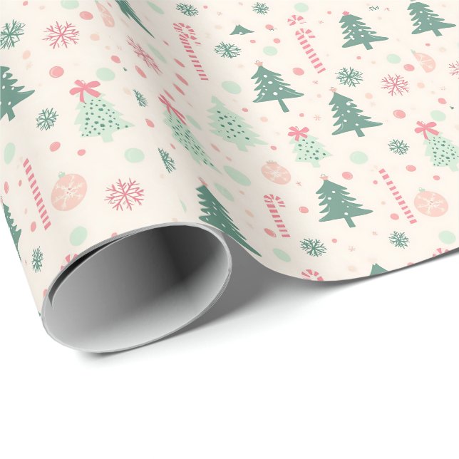 Papel De Presente Árvores Aconchegantes de Natal (Ponta do rolo)