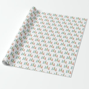 Papel De Presente árvores arco-íris modernistas de meados do século