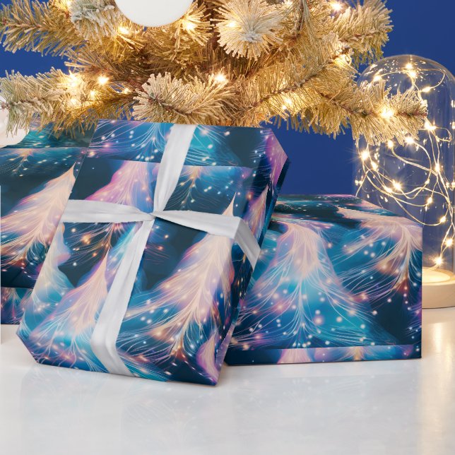 Papel De Presente Árvores Brancas Roxas Modernas Natal (Feriados)