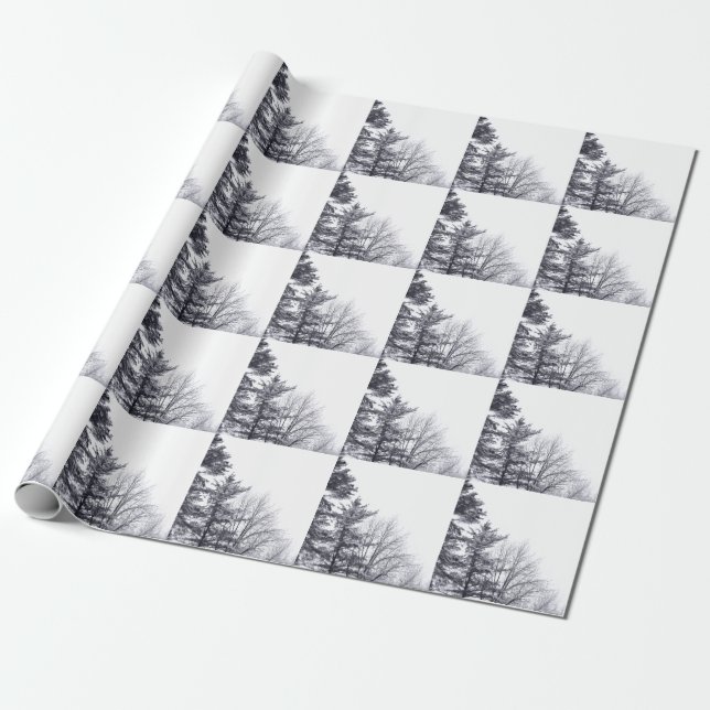 Papel De Presente Árvores cobertas por neve: Verticais (Desenrolado)