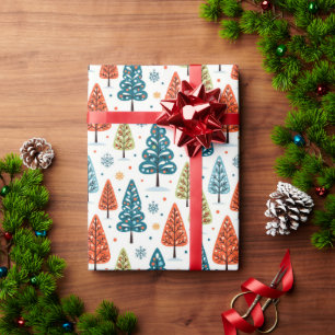 Papel De Presente Árvores Coloridas