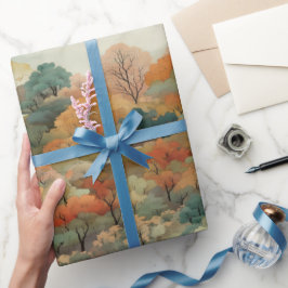 Papel De Presente Árvores Coloridas de outono n.o 2