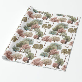 Papel De Presente Árvores da Floresta Coelhos